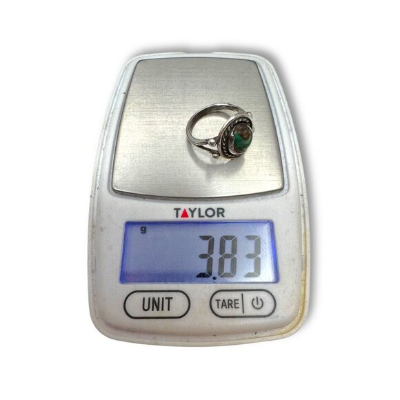 Green Turquoise Native American Sterling Silver Ring Hand Crafted Size 7 - Picture 11 of 11